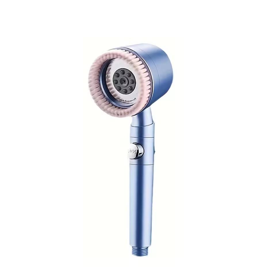 5 Modes High Pressure Shower Head with Massage Brush Large Flow One-key Stop Massage Filter Portable Shower Bathroom Accessories