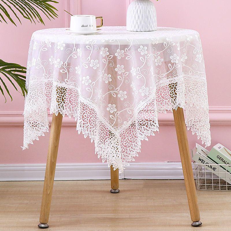 Round Table Cloth Lace Tea Table Cloth, Rectangular Dining Table Square Table Yarn Embroidery Bedside Table Cover Cloth  Multi-purpose Cover Cloth