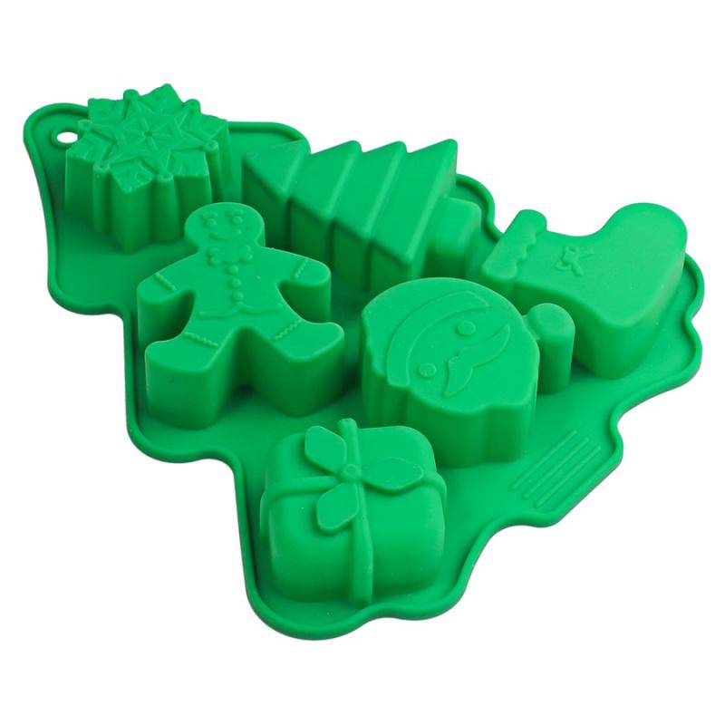 1pcChristmas Silicone Cookie Mold Cake Candy Chocolate Fondant Mold Christmas Tree Snowflake Gingerbread Man Bell