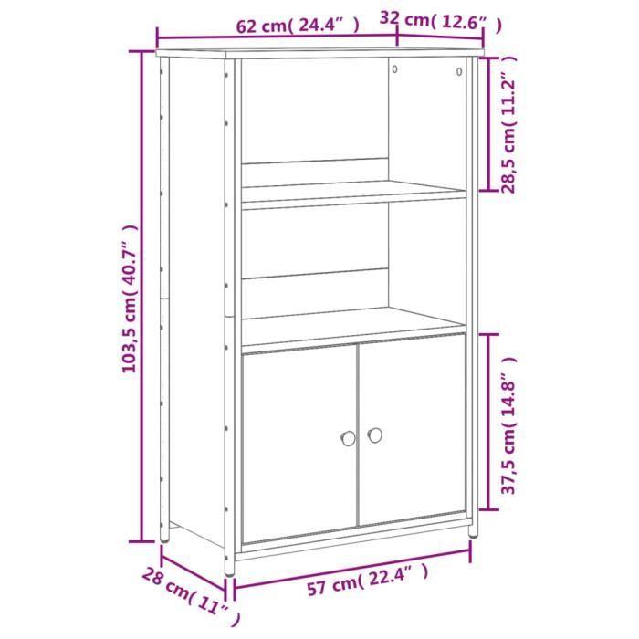VidaXL Buffet haut sonoma gris 62x32x103,5 cm bois d'ingénierie 834218