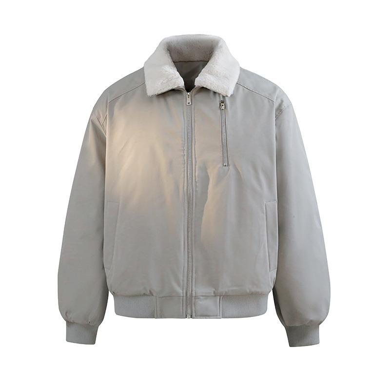 Lamb Wool Fur Collar Cotton Clothes Men s and Women s Winter Loose Casual Retro Couple s Tooling Cotton-padded Coat S