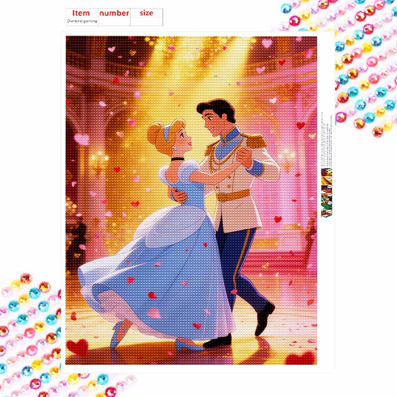 Disney Diamond Painting Set Full Diamonds 5D Cinderella Prince Dancing Diamond Art Home Decor Creative Handicrafts Gift