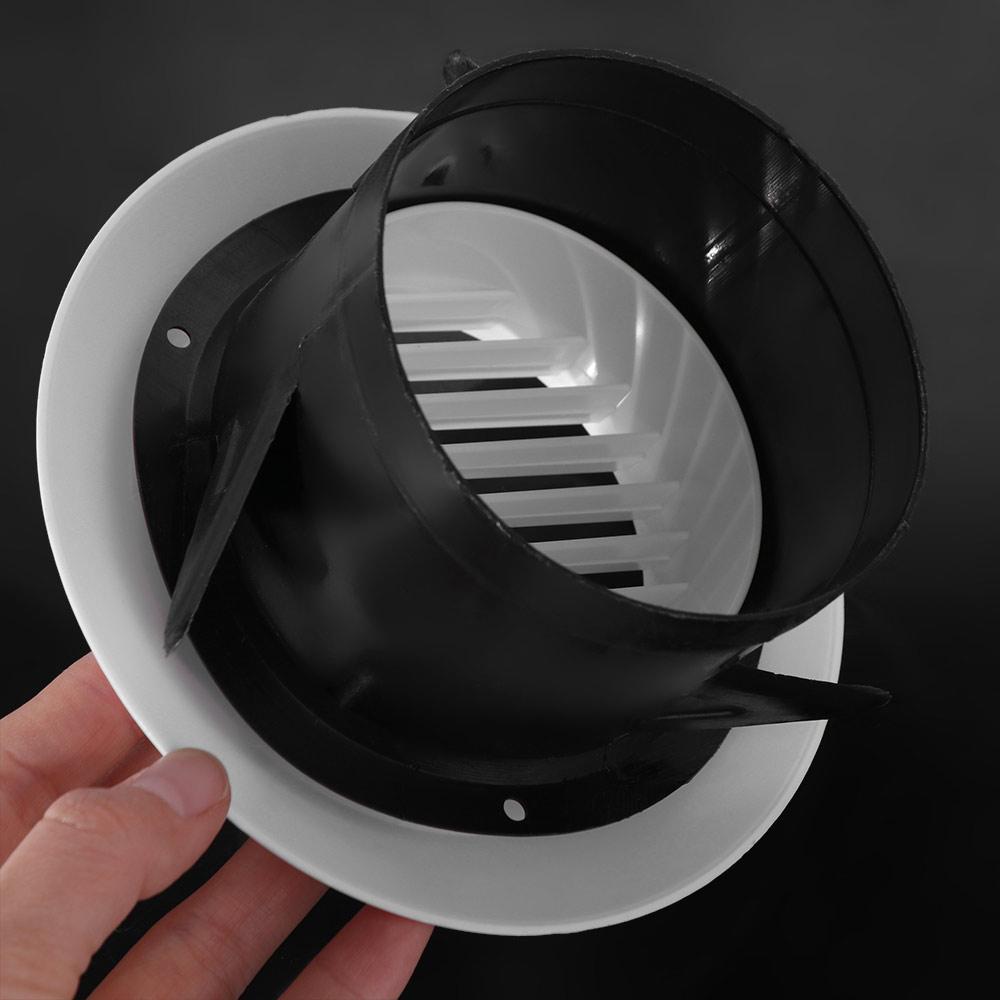 Verstellbares rundes Lüftungsgitter Abluftventil Weiß 75-200mm Lüftungsgitter Abluftventil Gitter Kunststoff Wandmontage
