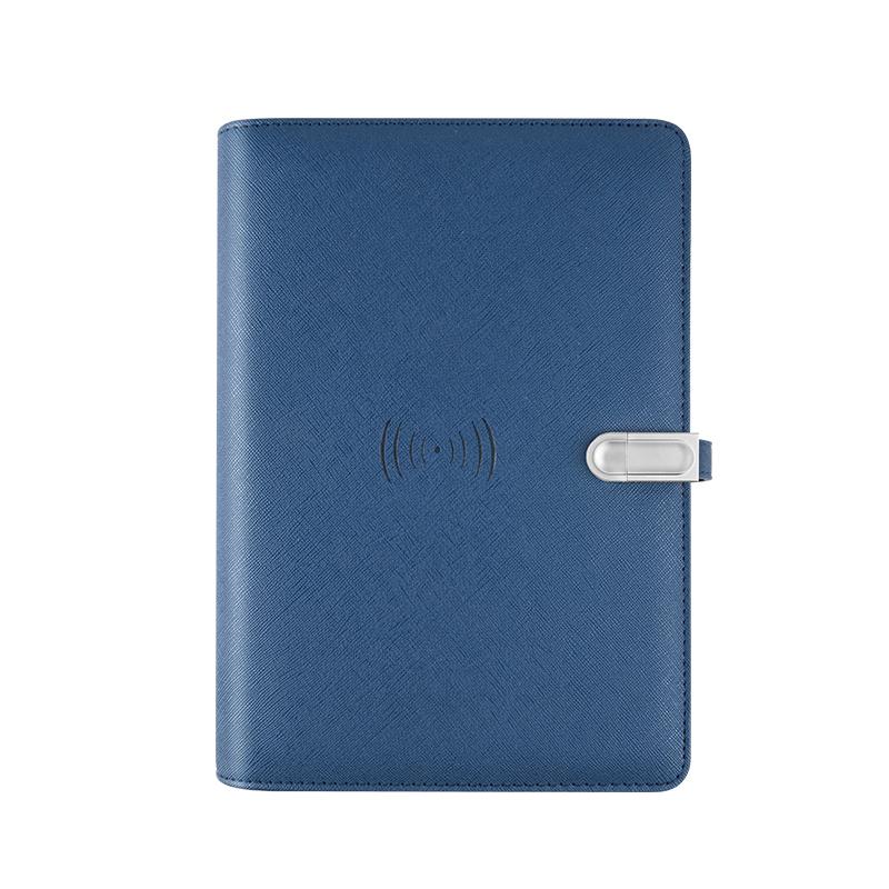 A5 Gift Diary Planners Personal Organizers Custom logo Luxury PU Leather Agenda Notebook Power Bank Wireless Charger