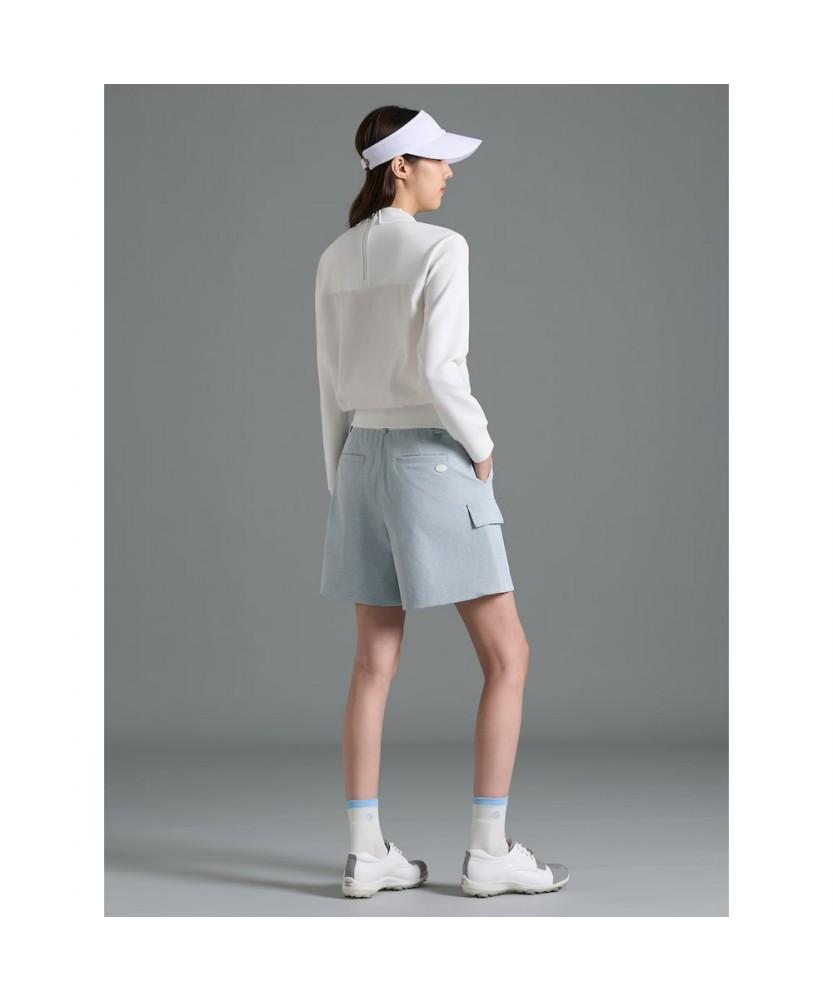 Beanpole Golf Women'S Woven Mix Blouson Fit Long Sleeve T-Shirt Ivory
