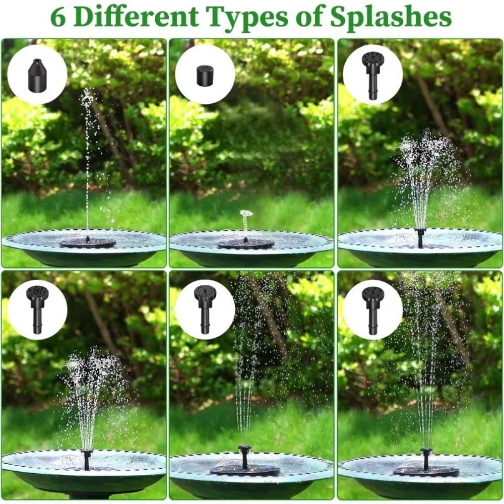 1W/1.5W/2.5W Outdoor Solar Fountain Suitable For Garden Pond Solar Fountain Pump Kit With 6 Nozzles For Garden Decoration
