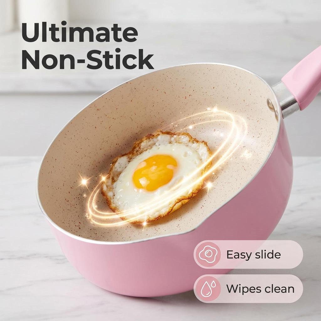 Custom Aluminum Saucepan Non-stick Coating Marble Induction Base Fry Pan Milk Pots Pans Cooking Pot Kitchen Cookware