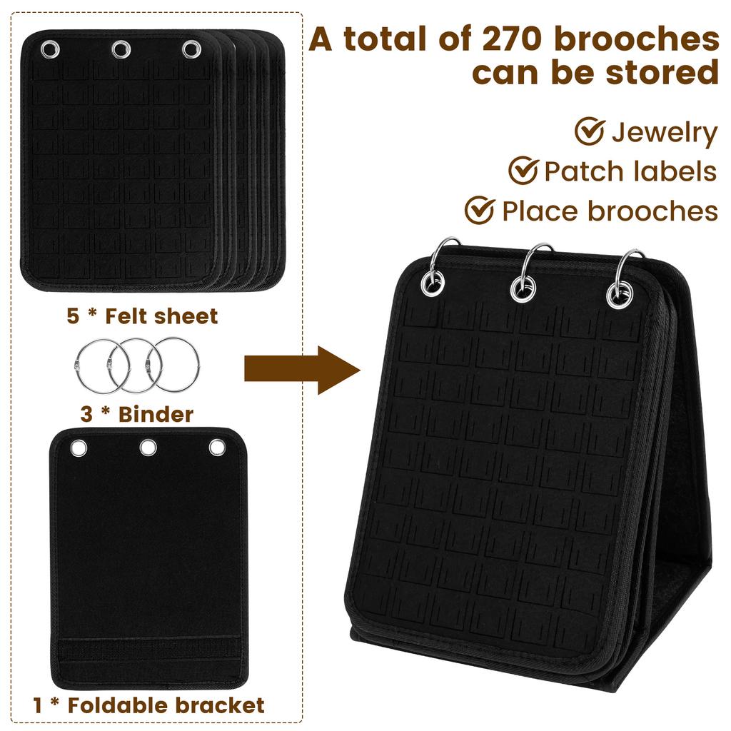 Felt Pin Brooch Display Storage Book Large Capacity Foldable Metal Badge Chest Holder Box Pennant Brooch Board Jewelry Organizer