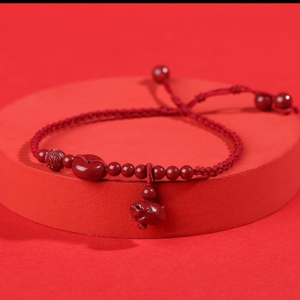 Men's and Women's Zodiac Natural Cinnabar Red Rope Anklet Female Girlfriend Anklet Female
