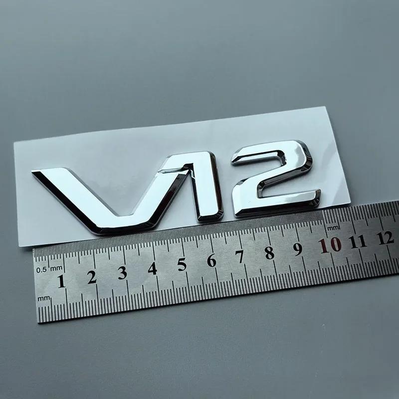 ABS Big Flat Letters V12 Car Emblem Trunk Fender Nameplate Logo Sticker for mercedes benz S400 S500 S600 Chrome Glossy Black FS9