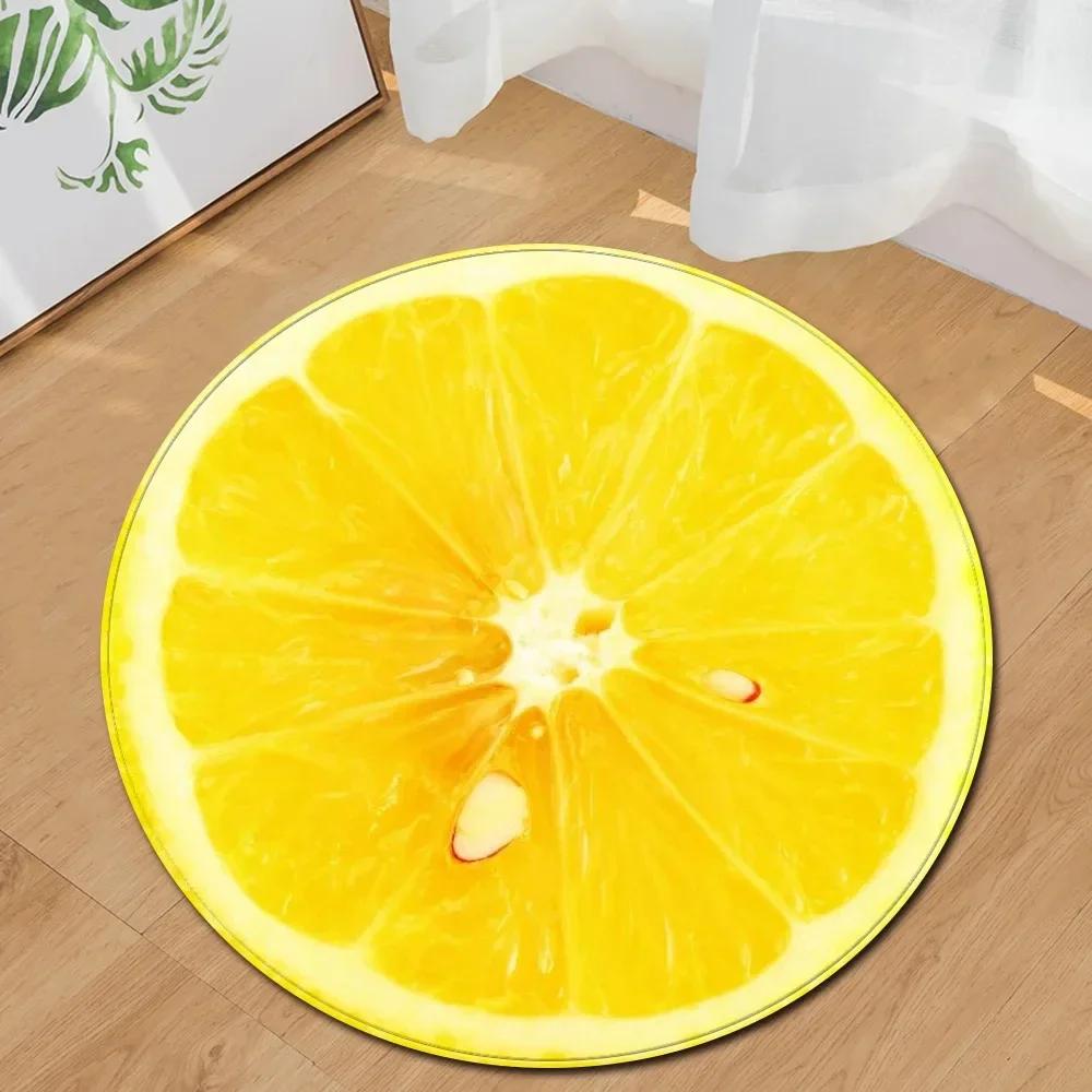 Tappeto Rotondo con Stampa di Frutta 3D Tappeto Circolare per Bagno Soggiorno Camera da Letto Decorazioni Tappetini Antiscivolo per Ingresso Tappetino per Porta Cucina