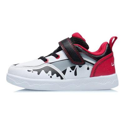 Li Ning Velcro Soft Comfortable Non-Slip Wear-Resistant Low-Top Kids Skate Shoes Kids Skate Shoes Black Red YKNR112-5