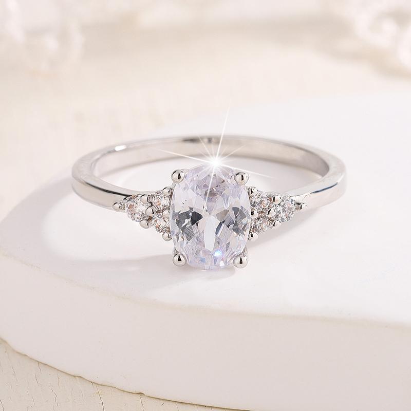 925 Silver Plated Fashion White Cubic Zirconia Rings For Women Wedding Statement Fine Jewelry Party Gift