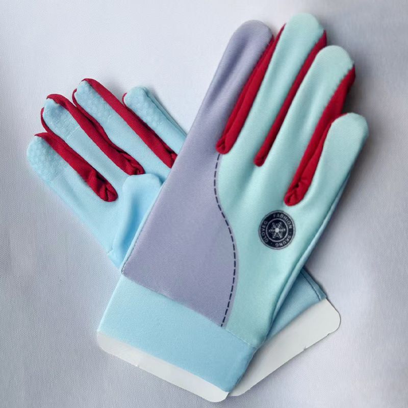 

Kids Sun Protection Gloves Ice Silk Thin Breathable Summer Non-Slip Outdoor Cycling Elastic Diving Swimming Quick-Drying Five Fingers Ice silk sun moon blue finger S