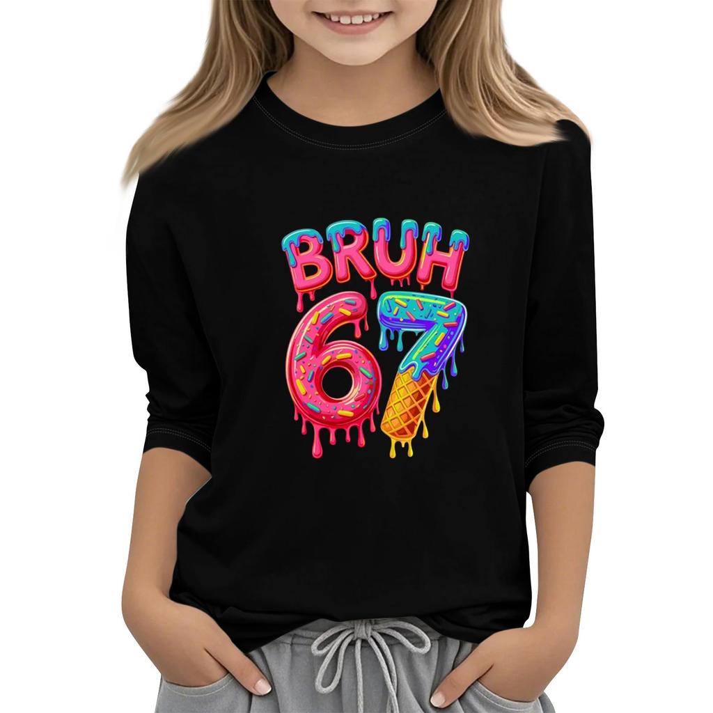 Dětská móda Tříčtvrteční rukáv Kulatý výstřih Potištěné Ležérní Tričko Top