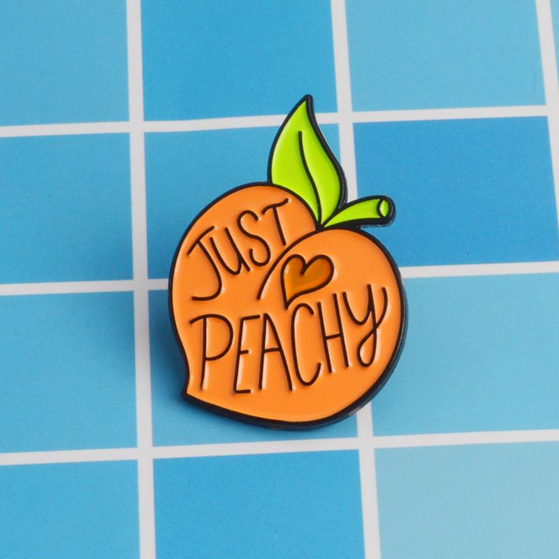 Cute Whimsical Peach Enamel Brooch Alloy Pin For Unique Personal Style And Decor