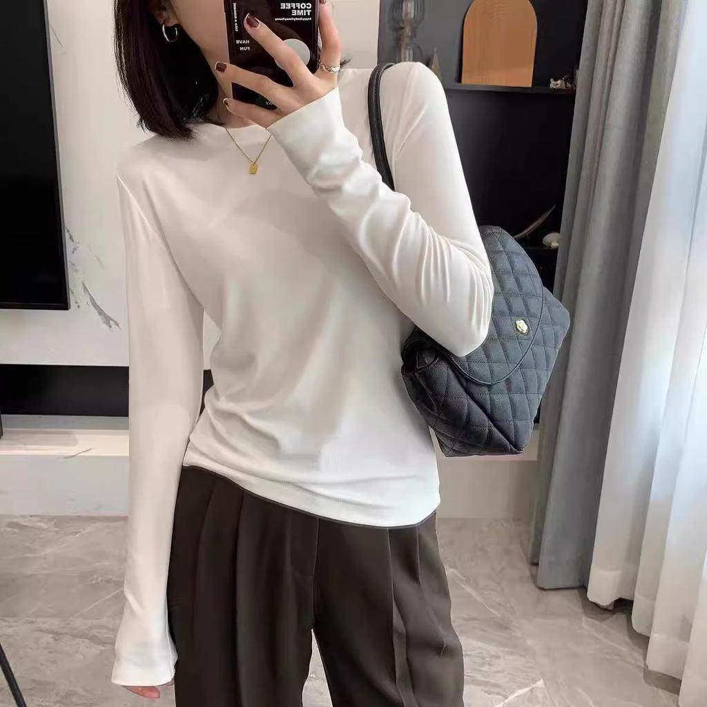 Women's Regular Shoulder Base Layer Top for Autumn Loose Long Sleeve T-Shirt Inner Wear Autumn Women's Top