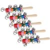 5Pcs Wooden Jingle Hand Bells Rainbow Stick Shaker Rattle Party Favors Percussion Instruments For Kids Baby Musical Toys