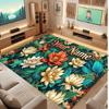 Floral Garden Theme Crystal Velvet Floor Rug Personalized Custom Name Text Warm Carpet Home Decoration