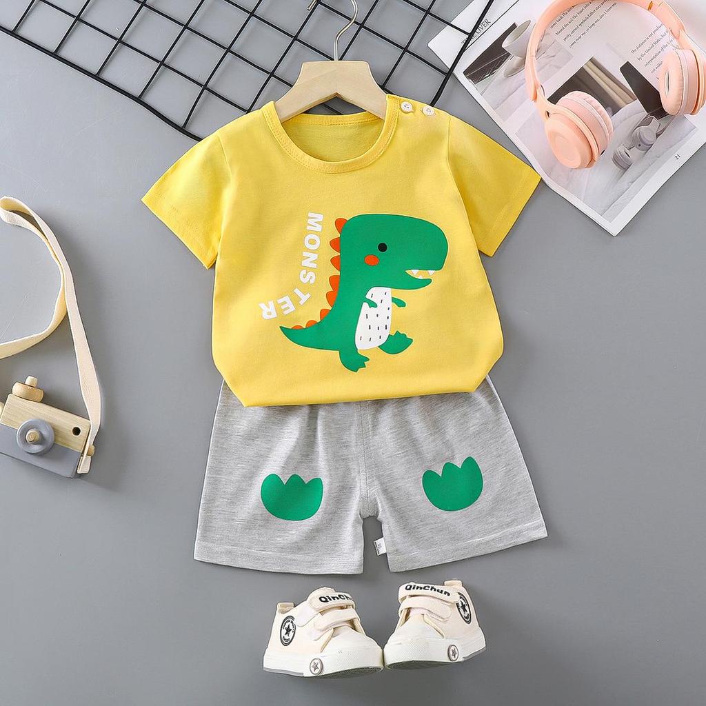 Παιδικό Σετ Κοντομάνικο Καλοκαιρινό Ρούχο, Ελαφρύ και Δροσερό, Άνετο και Μαλακό Σετ με Σχέδια