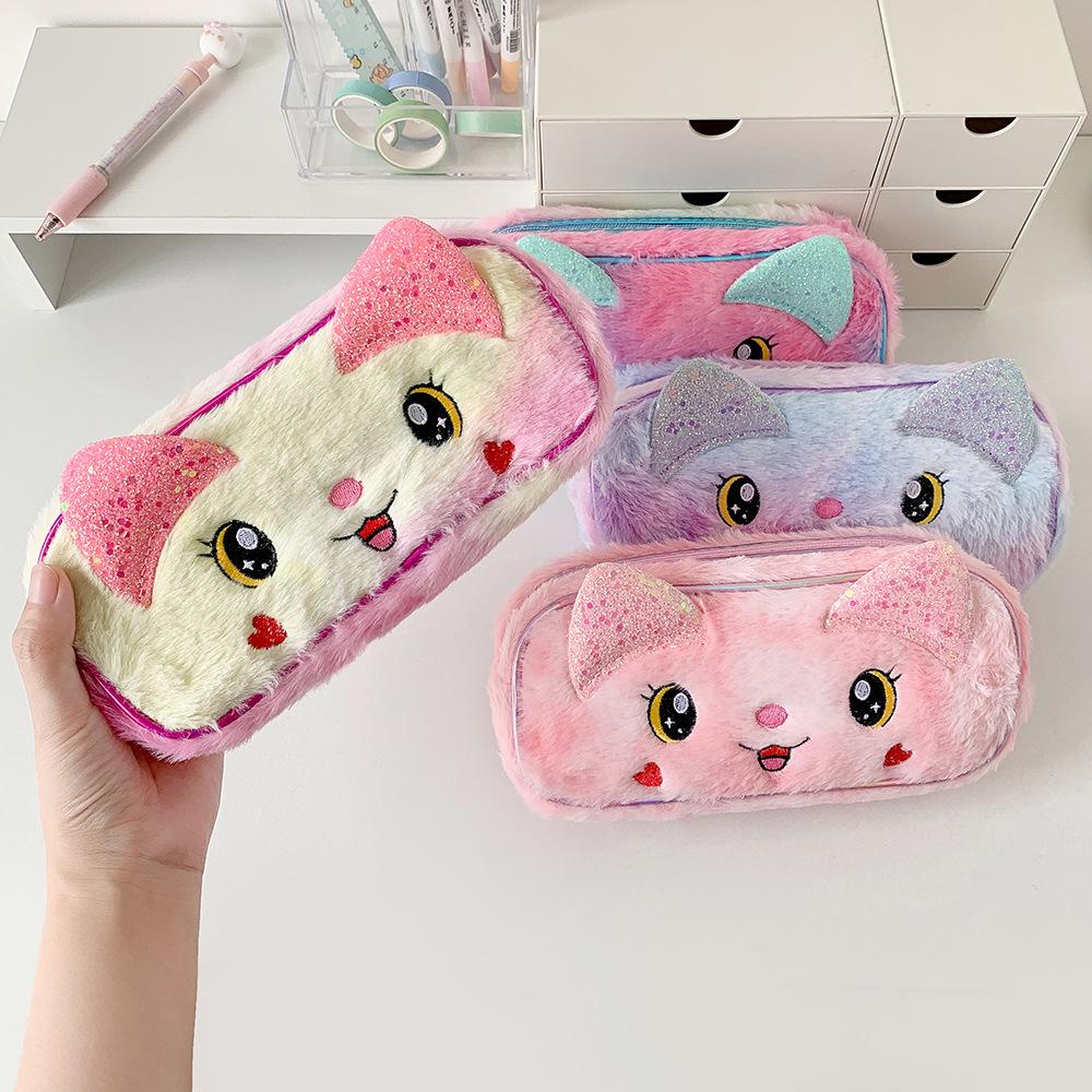 Desktop Storage Korean Style Pencil Case Plush Plush Pencil Pouch  School Student