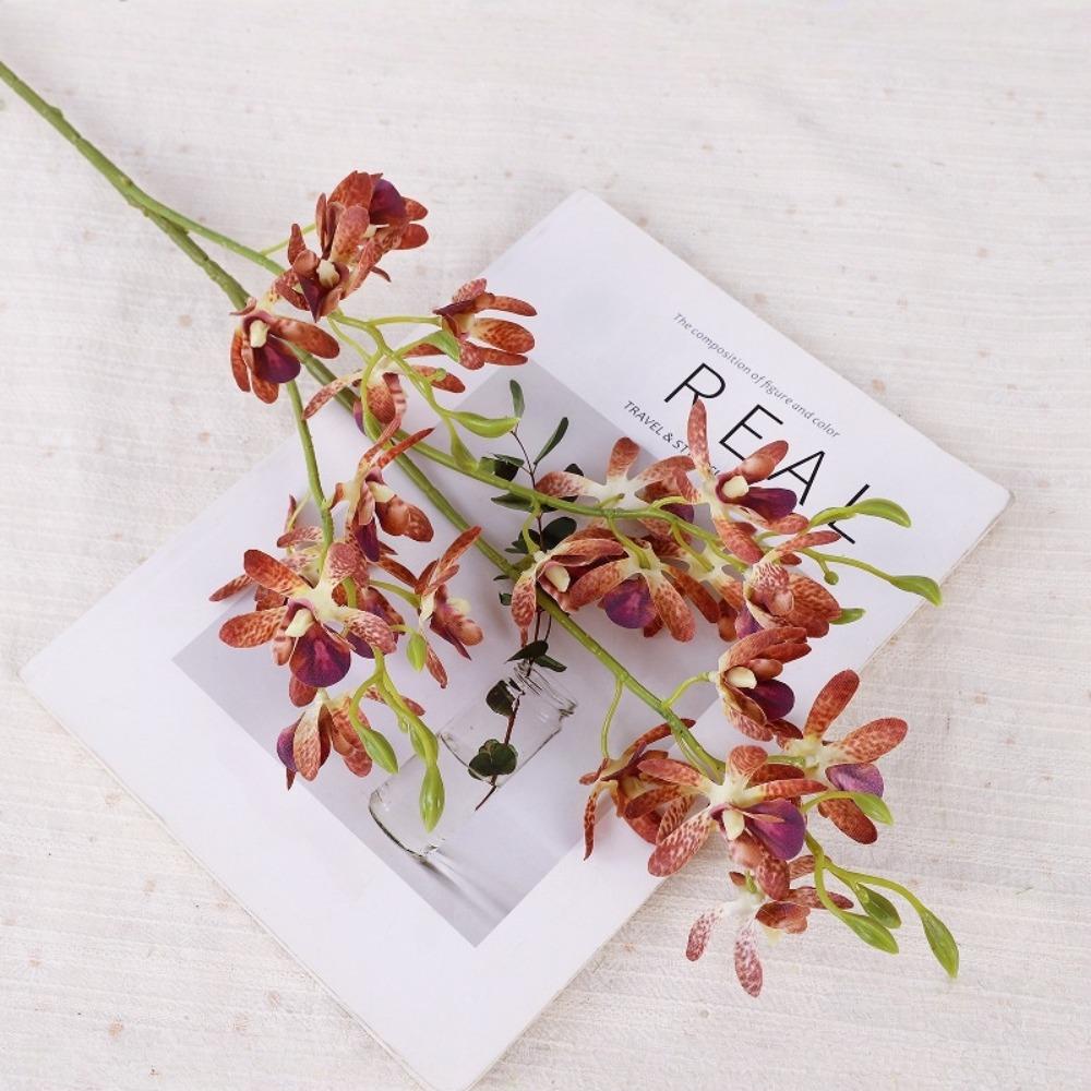 

Real Touch Artificial Vanda Orchid Flower Handmade Fake Flower Branch Home Living Room кофейный