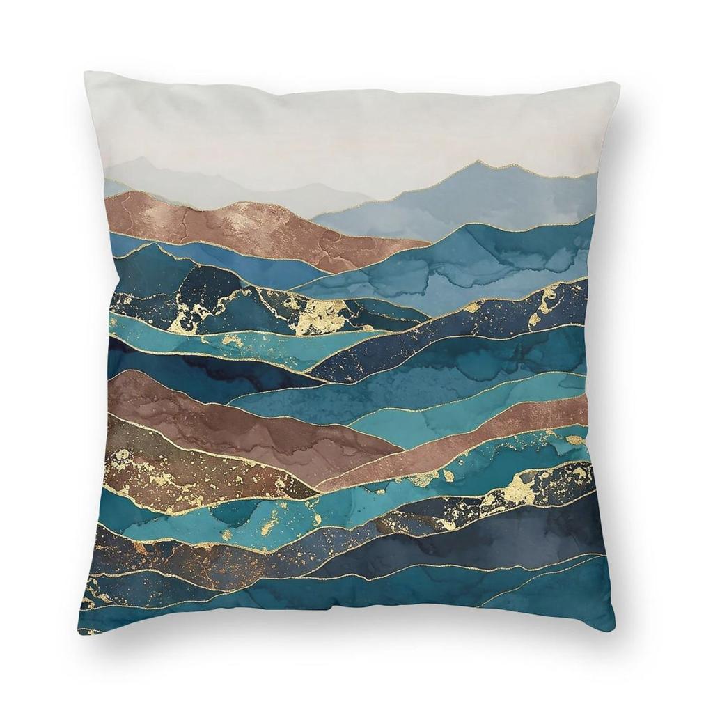Abstract Metallic Mountainscape Square Pillowcase Polyester Linen Velvet Printed Zip Decorative Pillow Case Sofa Cushion Cover