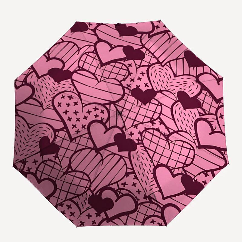 

1pc Heart PatternAutomatic Open/close Umbrella, 8-Rib sturdy structure, Portable Travel Umbrella, Parties, Everyday Usec42