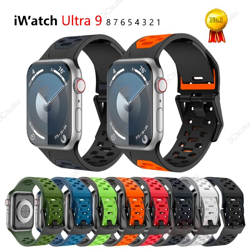 Classic Strap For Apple Watch Band 44mm 45mm 49mm 40mm 41mm 38mm 42mm Soft Silicone Sport Bracelet Iwatch Serise 9 8 7 SE 6 5 9 Ultra 2