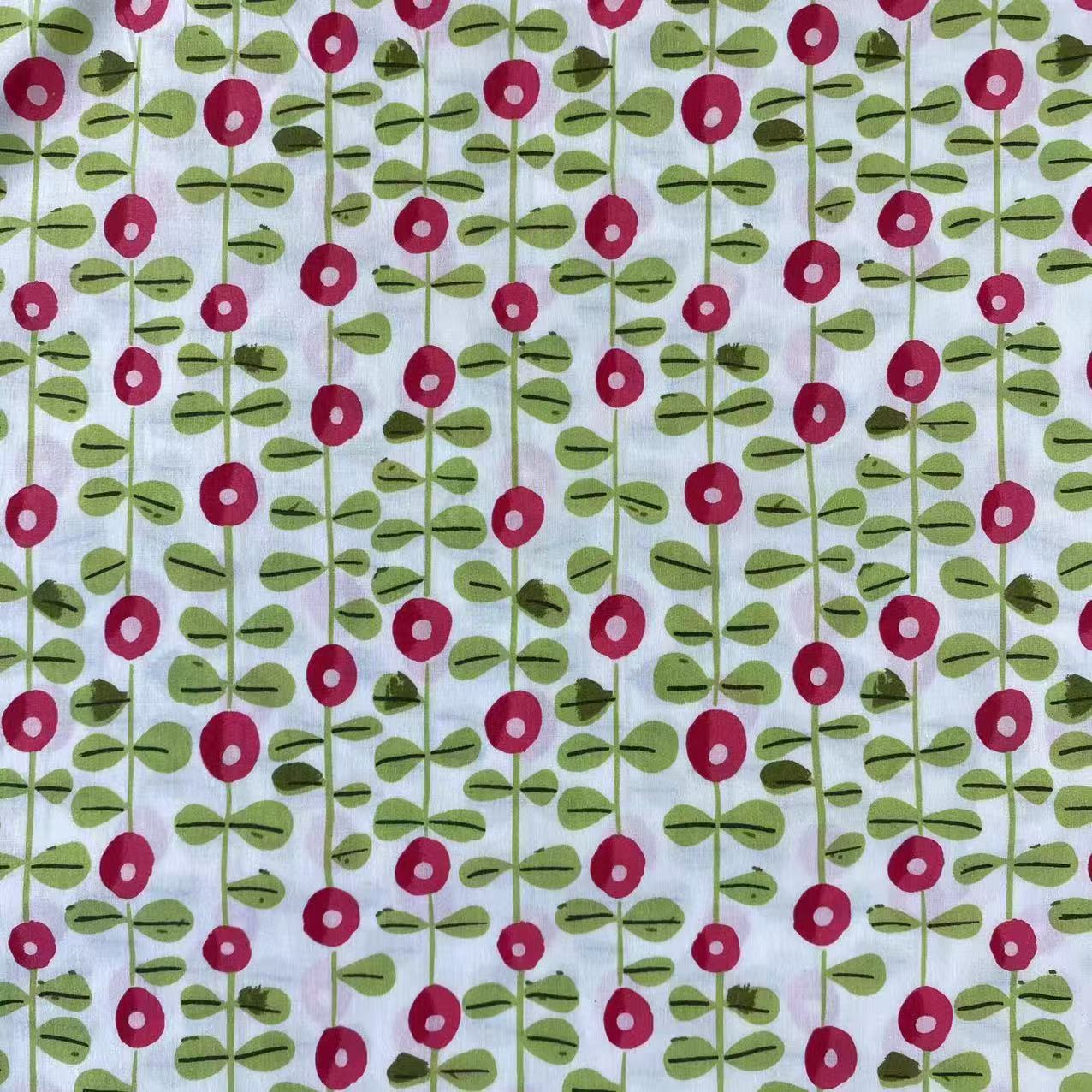 New Spring & Summer Botanical Printed Fabric - 100% Cotton Reactive Dyed Woven Fabric for Women s Dresses & Apparel