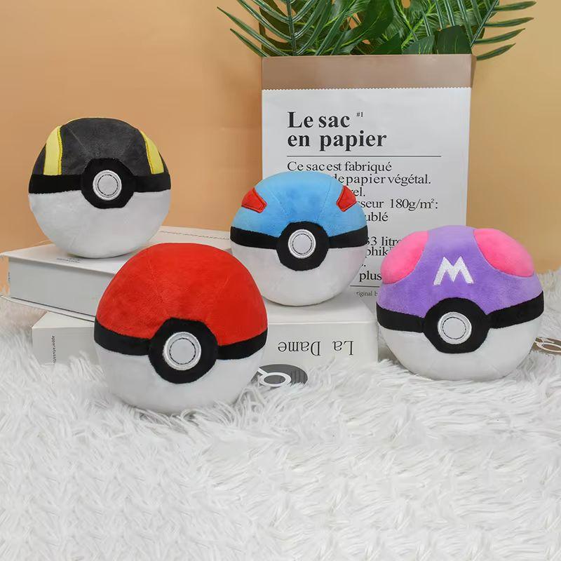 Cartoon Master Ball Great Ball Ultra Ball Pok Ball Plush Toy Animals Soft Stuffed Backpack Pendant Decoration Toy Birthday Gift
