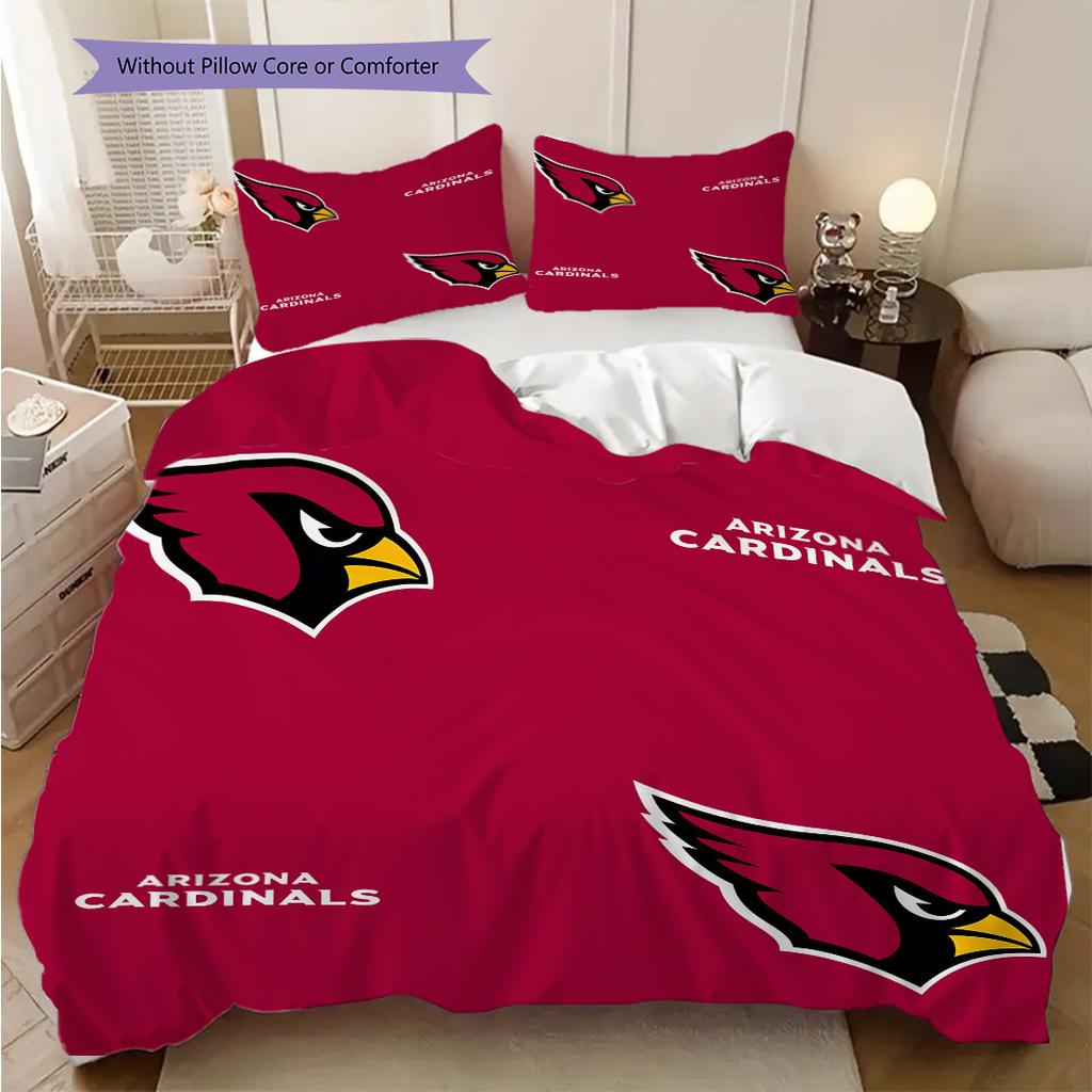 Arizona Cardinals Pattern Bedding Quilt Set Quilt Cover Pillowcase Home Decoration Birthday Gift (1 * Duvet Cover + 2 * Pillowcase, Without Core)