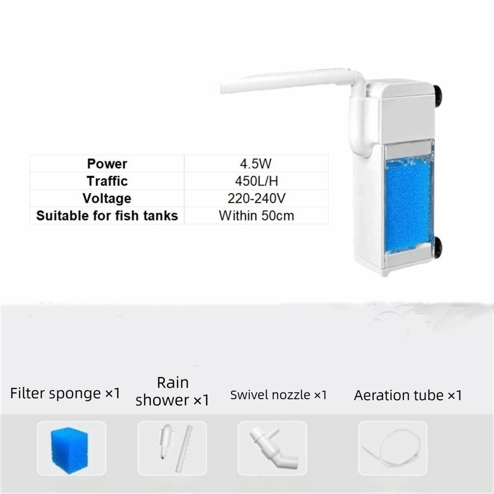 Wall-Mounted Fish Tank Filter Silent Oxygen Pump Rainy Sponge Filter Small Aquarium