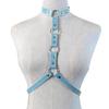 Adjustable Faux Leather Halterneck Choker Ring Waist Belt Body Chain Harness