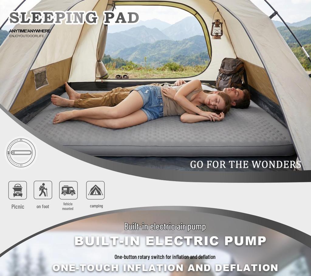 Auto-Inflate Sleeping Pad with Built-in Electric Pump for Outdoor Camping