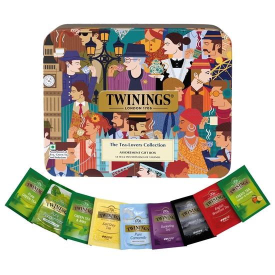 Twinings Коллекция Любителя Чая Ассорти Чайный Подарочный Набор, Пакетики 54 шт., Набор из 9 Вкусов Чая, Пакетики Зеленого Чая, Черный Чай, Ромашковый Чай