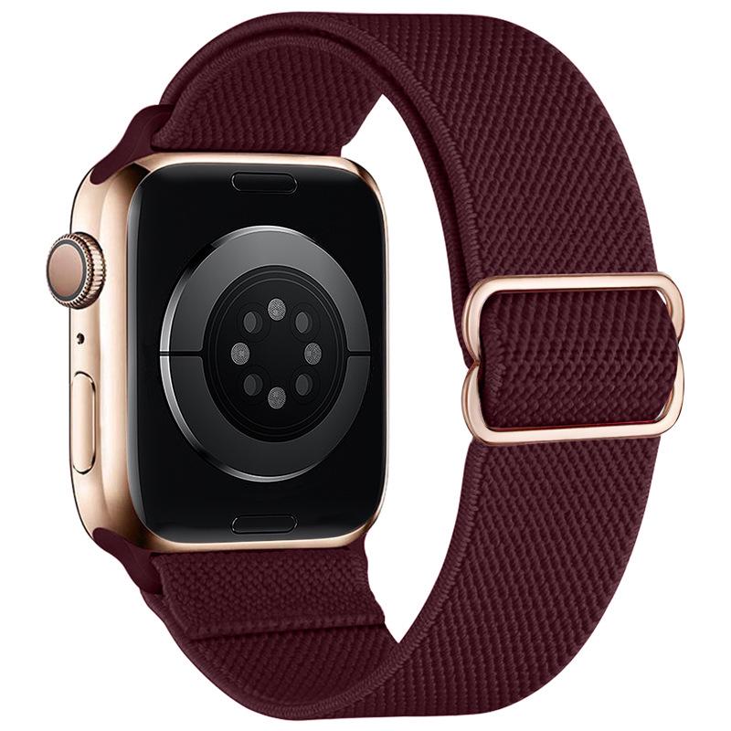 Adjustable Apple Watch Strap with Japanese Buckle - Single Loop Woven Elastic Nylon Compatible with iWatch