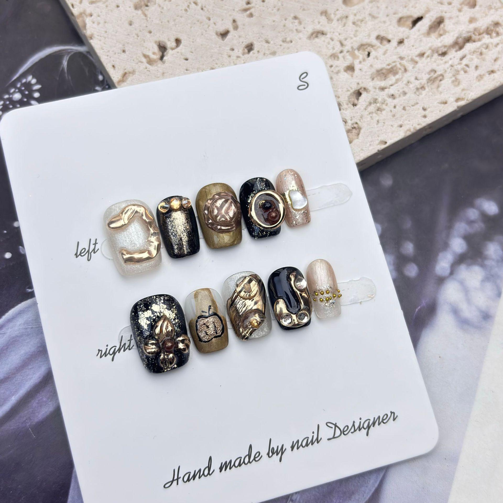 

Time Imprint Champagne Nude Press-On Nails - Gentle Removable Style Large