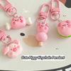 Pink Pig Pink Pig Metal Keychain Gourmet Pig Food Keychain Hamburger Pig Animal Keyring  Key Ring