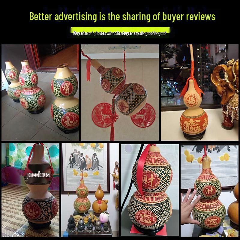 Chinese Knot Carved Gourd Pendant for Living Room Decoration or Gift