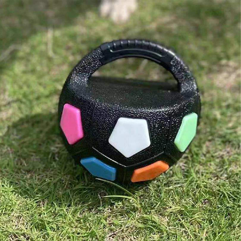 Dog Ball Mellow Calming Ball TPR HandleFootball Ball Pet Dog Toys Teething Relief To Accompany Outdoor Training Squeak Toys
