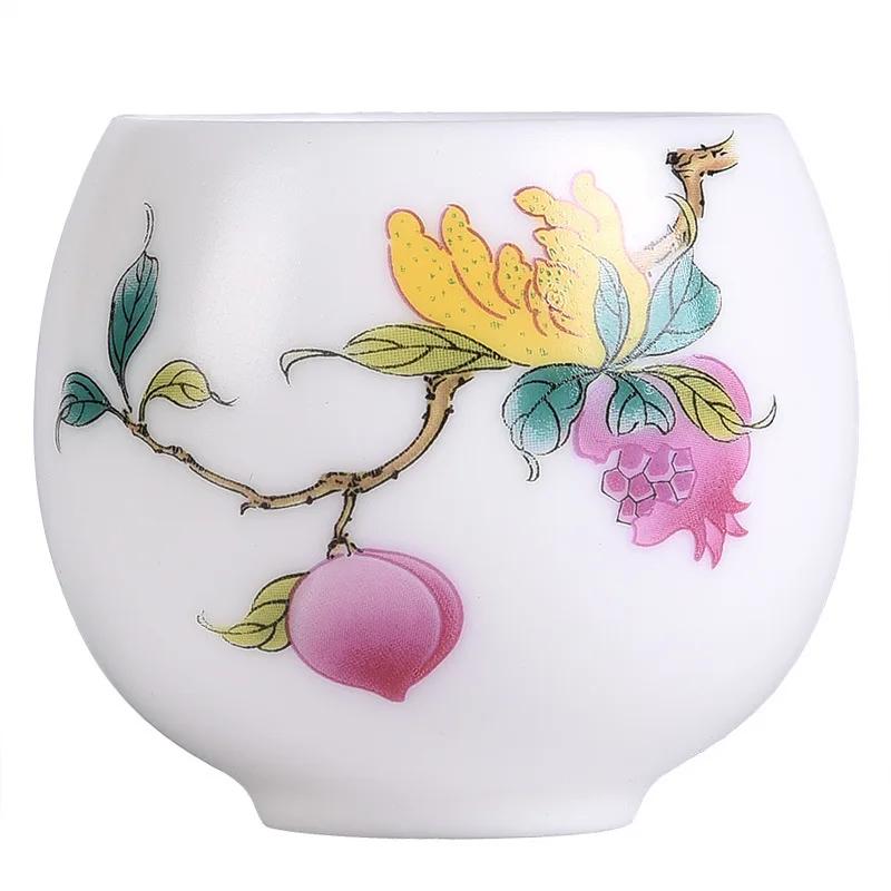 White Porcelain Tea Cup Plain Fat Jade Porcelain Tea Set Master Cup Tea Cup Drawing Arhat Cup Teacup Mug Cup Tea Bowl