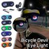 Motorcycle Bicycle Rearview Mirror Decorative Lights Dual 3D Dynamic Devil Eye LED Light Retrofit Kit For Night Riding