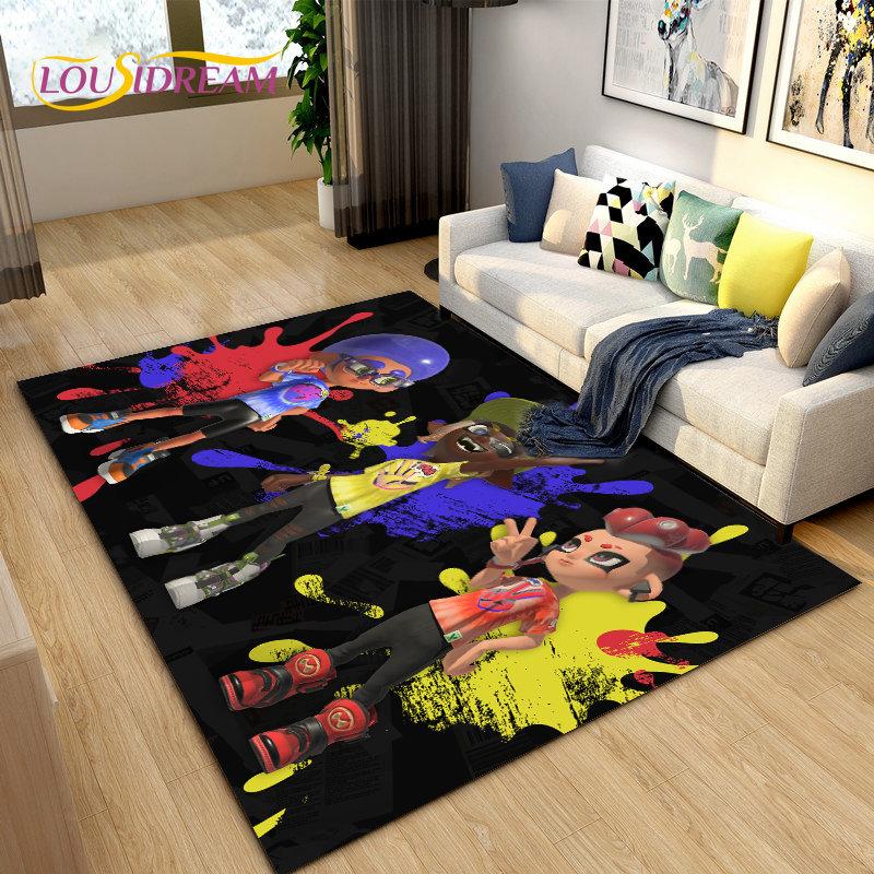 Splatoon,PC Game Gamer Cartoon Area Rug,Carpet Rug for Living Room Bedroom Sofa Doormat Decoration, Kids Play Non-slip Floor Mat