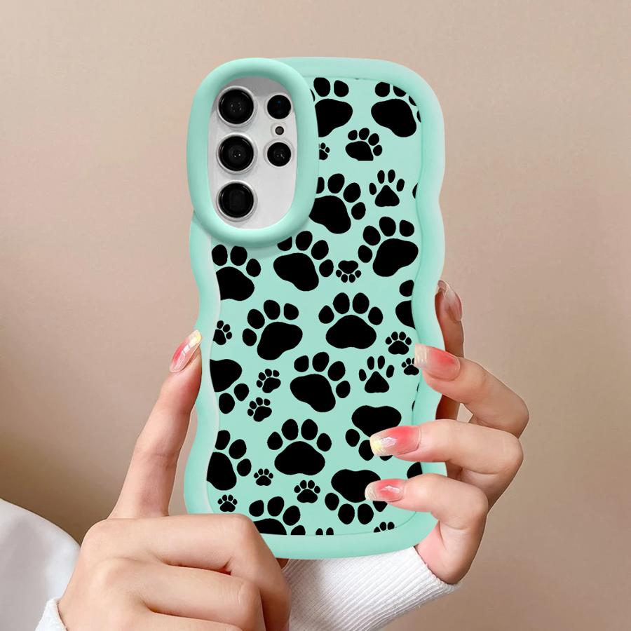 Cute Pet Paw Prints Case for Samsung Galaxy S20 FE S23 Plus A25 S21 S22 Ultra A26 S25 S24 Soft Phone Cover A54 A55 A34 A24 A35