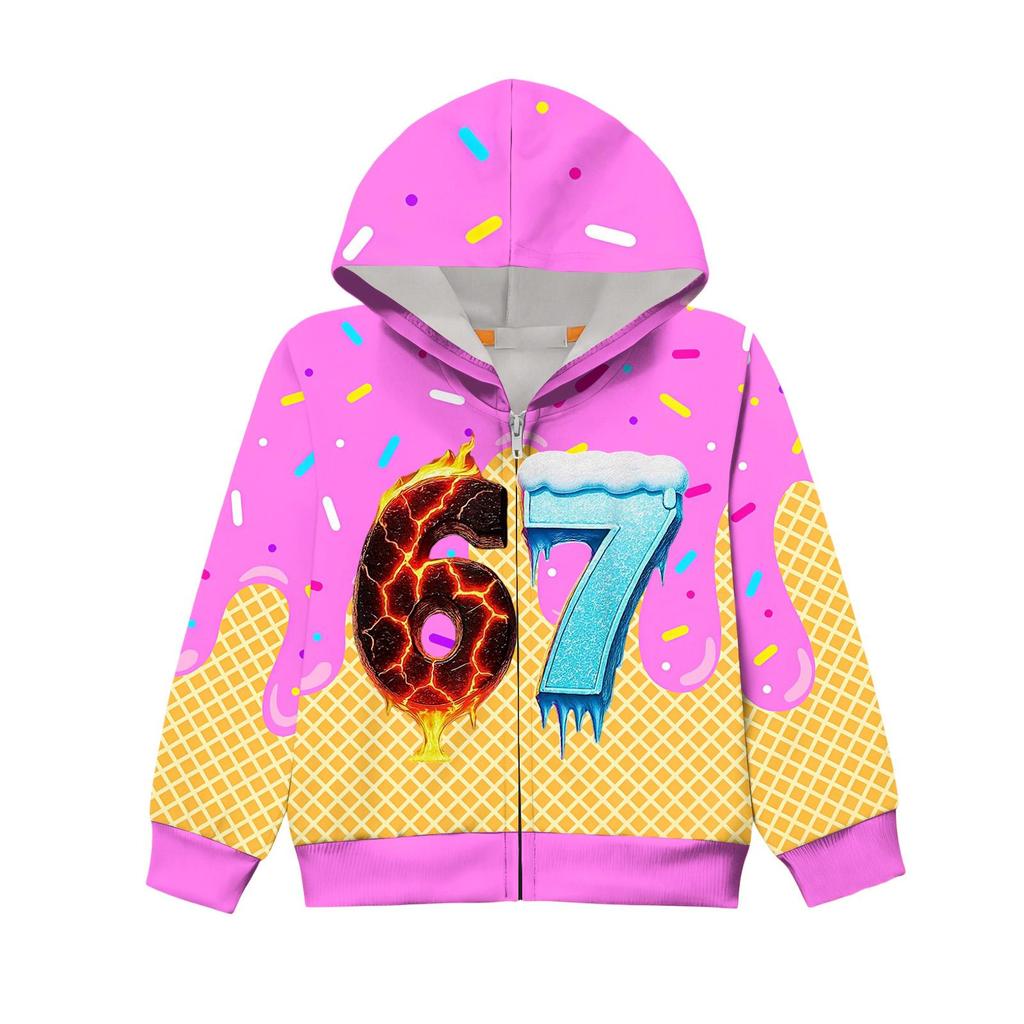 Children's Long Sleeved Loose Printed Zipper Jacket