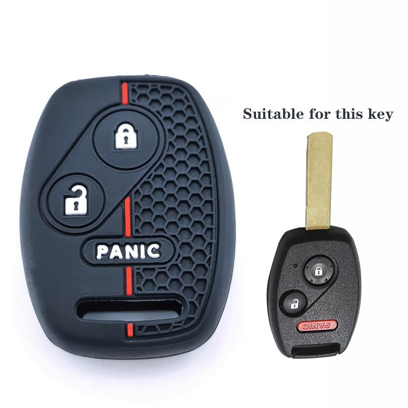 

Car Key Fob Case Keychain For Honda Civic 4D Jazz Gr8 Cr-V Srv Frv Fit Csx Chord 7 Accord Emblem Extra Screw Silicone Protection