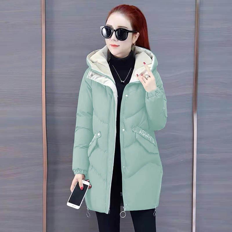 Women's Printed  Jacket Women's Mid-length Slim and Loose Thickened  Jacket Women