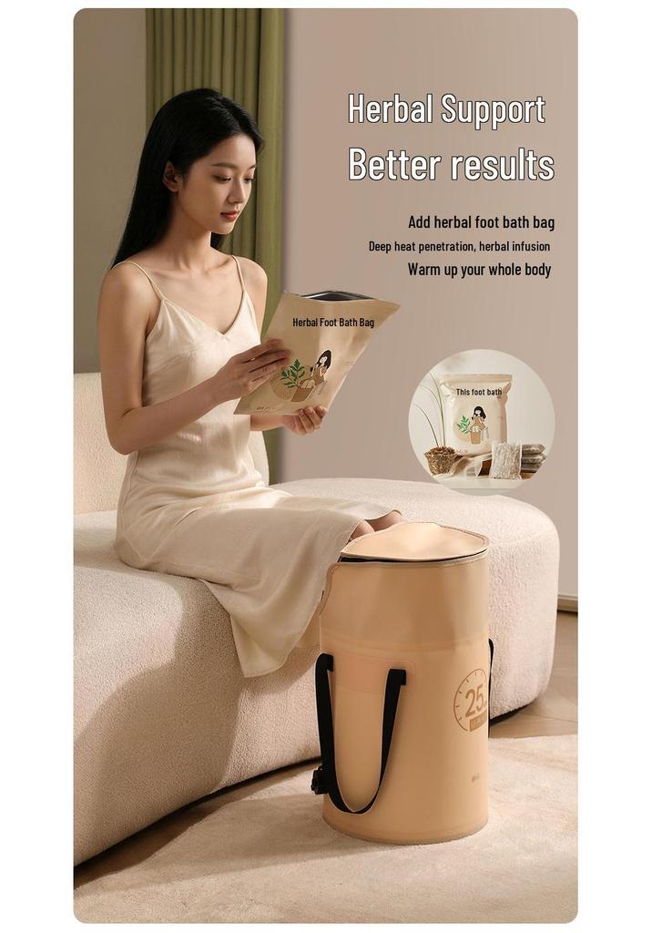 Foldable Foot Bath Basin with Constant Temperature and Steaming, Over-the-Calf Deep Design, Portable for Home Use