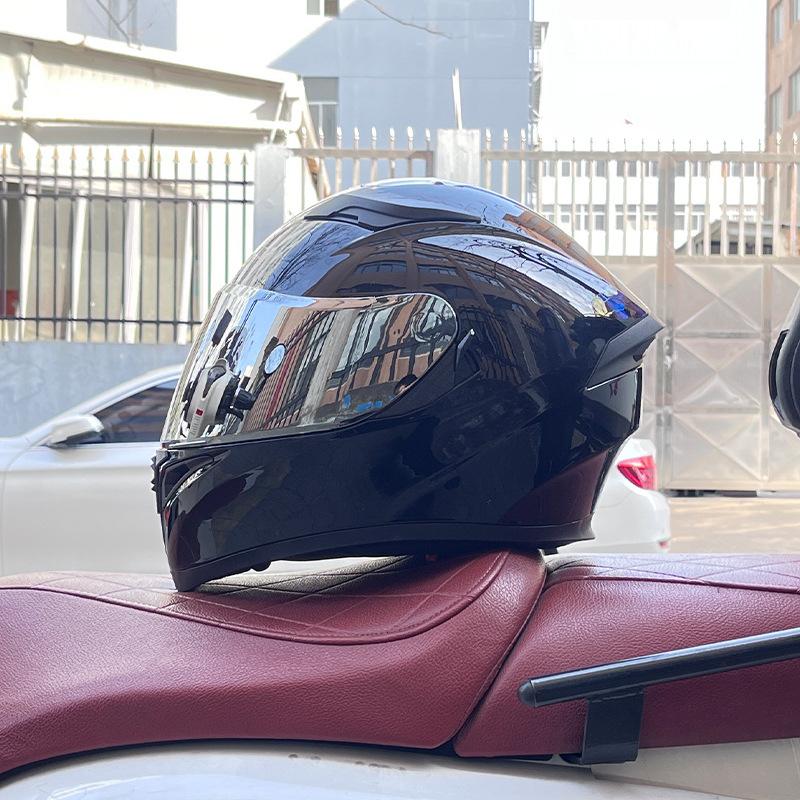 Motorcycle Helmet Full Helmet Can Be Equipped with Bluetooth Headset Men's Four-season Electric Bicycle Riding Helmet